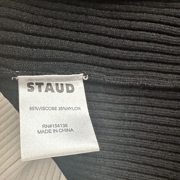 STAUD Cargo Color block Ripped Black And White Button Down Cardigan Pullover S - Picture 6 of 7